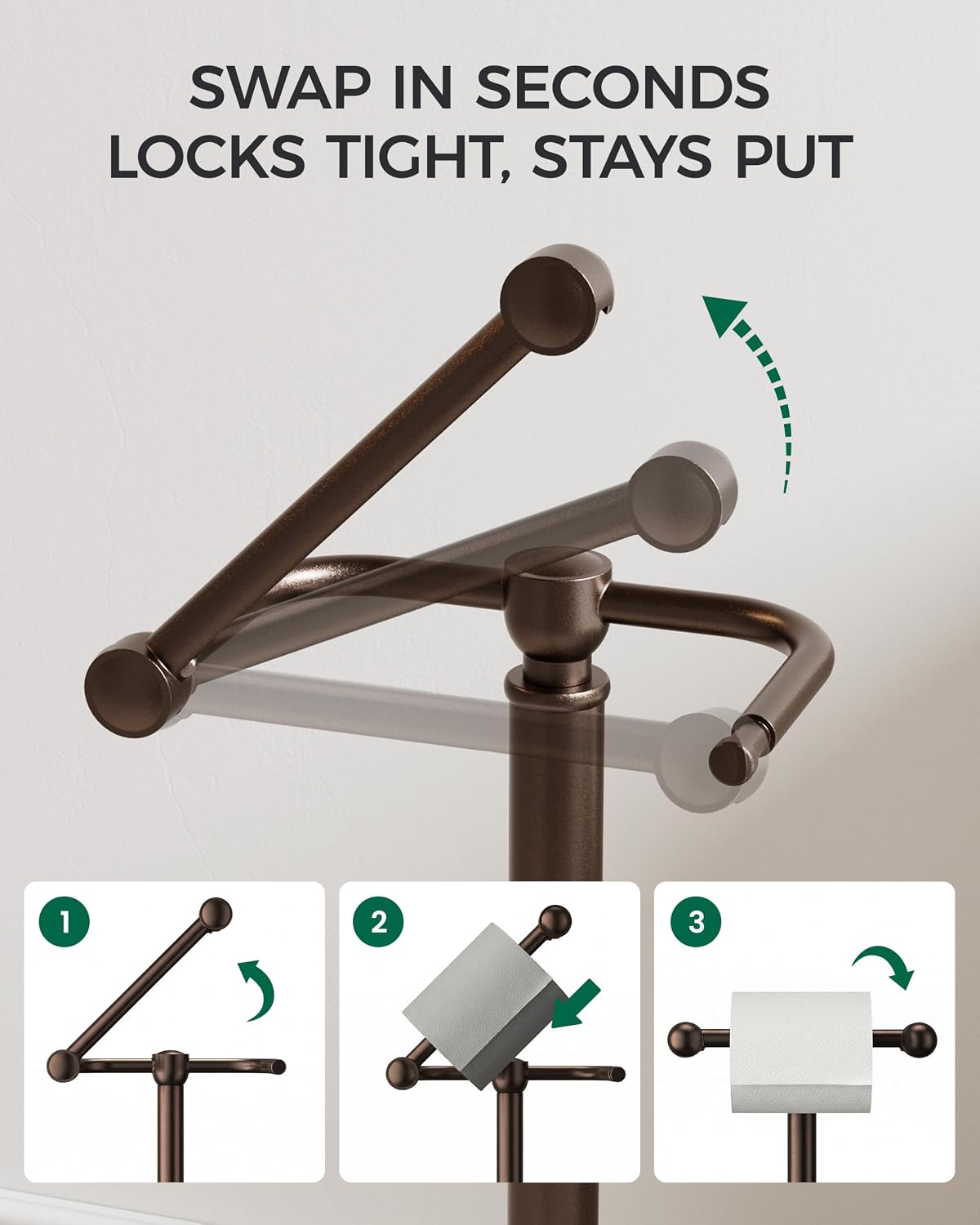 Dark Bronze Toilet Paper Holder Stand Stainless Steel&Weighted Base