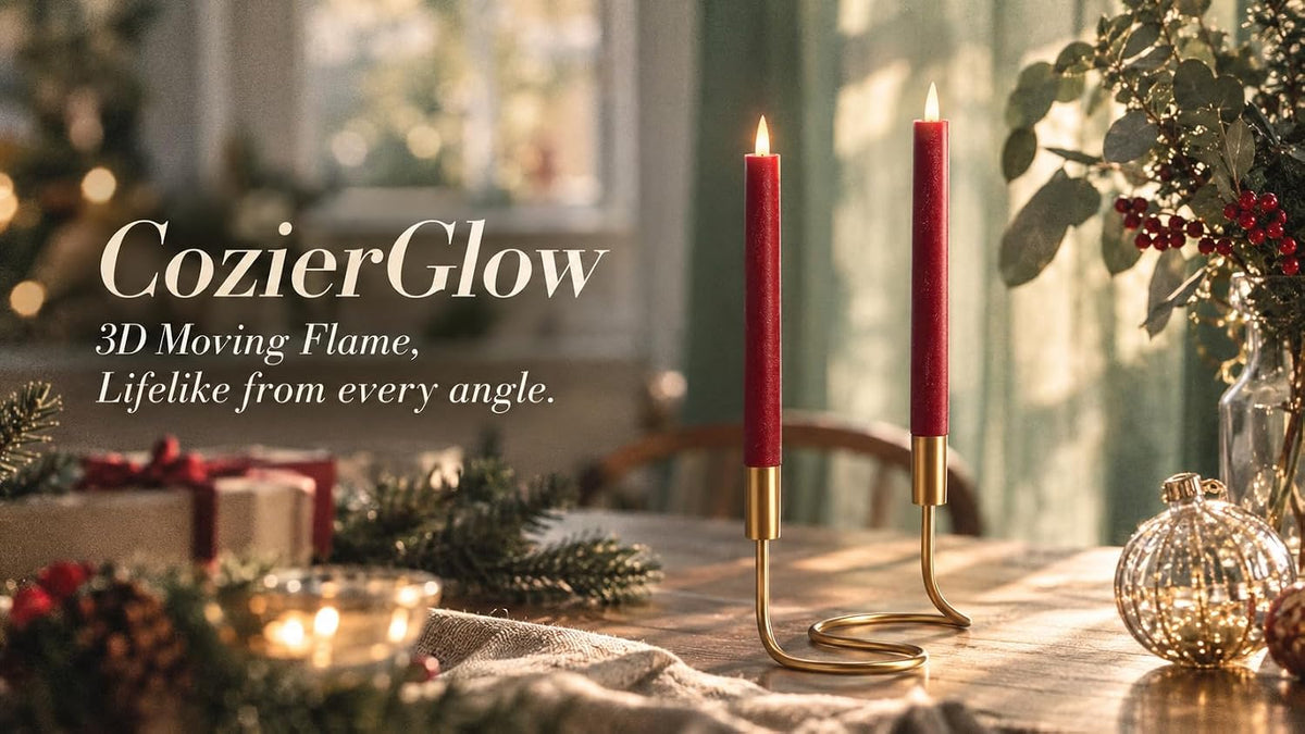 Burgundy Flameless Taper Candles with Remote & Timer -Leather-Textured Real Wax, 3D Moving Flicker, 400Hr Battery Operated Window Candles (Remote Uses 2 AAA Batteries, Not Included)