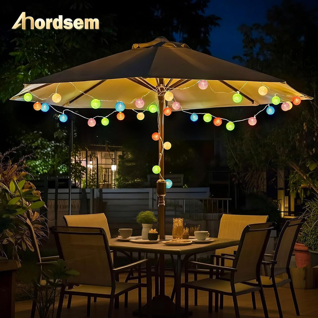 Anordsem Battery String Light Indoor: 6.88Ft/10 LED Cotton Ball Lanterns 2 Pack - Fairy Macaron Color Lighting Hanging Deco for Bedroom Party - Birthday Gifts for Babies Adults 25-50