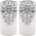 Eldnacele Silver Hollow Flameless Pillar Candles with 5H Timer
