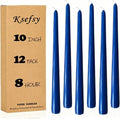 Blue Taper Candles, 12 Pack 7/8"x10" Dripless Unscented Candlesticks