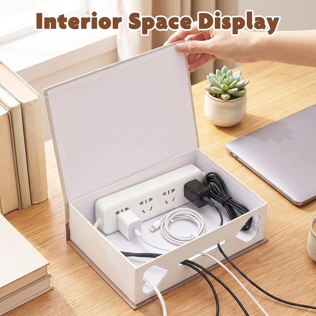 Book Shape Decorative Cable Management Box, Botanical