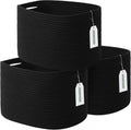 ECDYQXVU 15x10x9 Inch Woven Cotton Rope Storage Basket, Black, 3 Pack