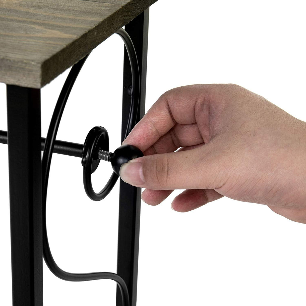 MyGift Toilet Paper Holder Stand with Magazine Rack, Gray Wood Shelf
