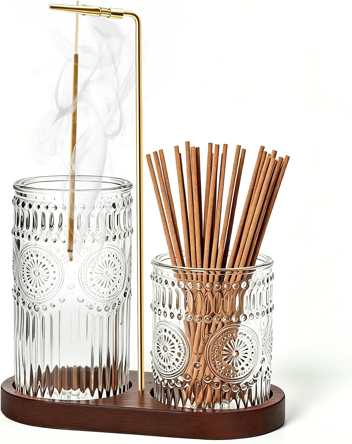 2 in 1 Incense Holder for Sticks, Vintage Glass Incense Burner