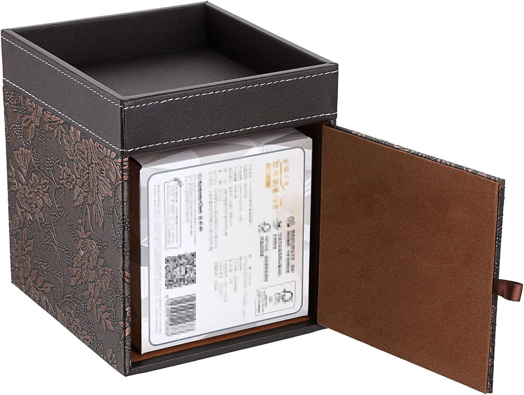 Sumnacon Leather Square Tissue Box Cover Cube Tissue Box Holder with Tray