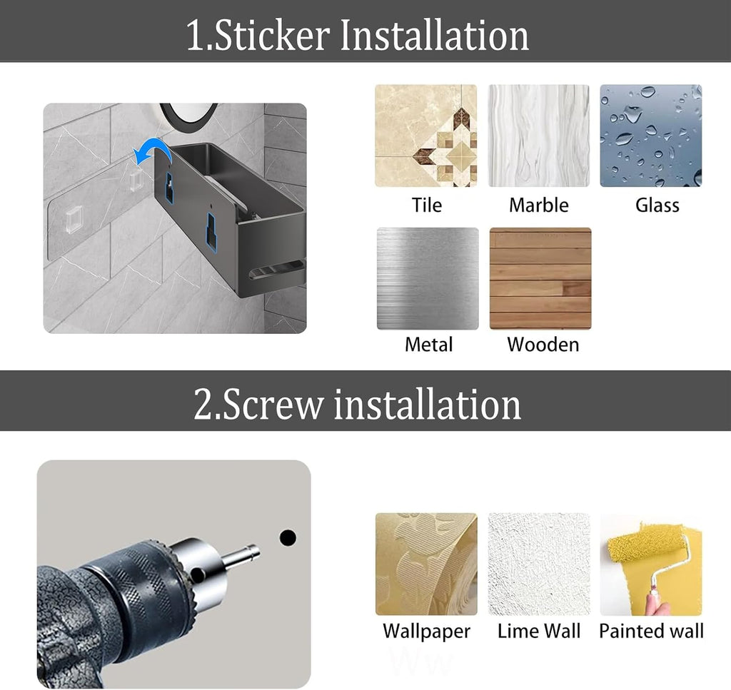 Bathroom Shower Caddy,No Drill Shower Shelves(5-piece Set-Grey)