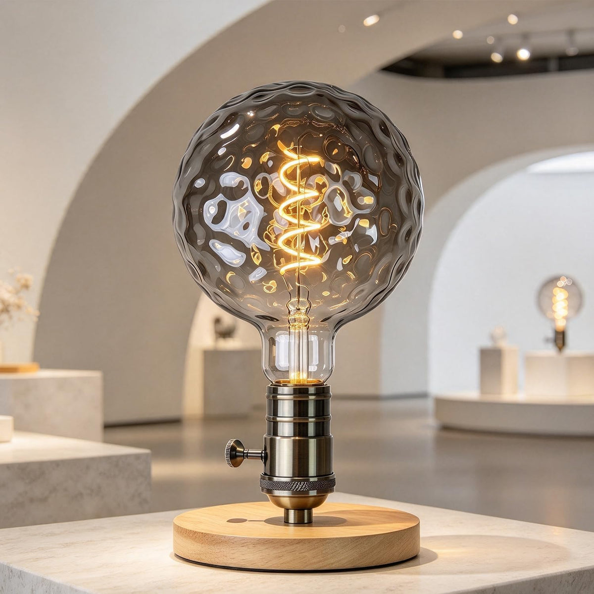 G40 LED Edison Bulb, Smoke Gray Hand-Blown Hard Glass, 4W (25W Incandescent Equivalent), 110-130V, E26, 2000K Warm Yellow Light, 200LM, Dimmable, for Indoor Decorative Lighting (Meteorite)