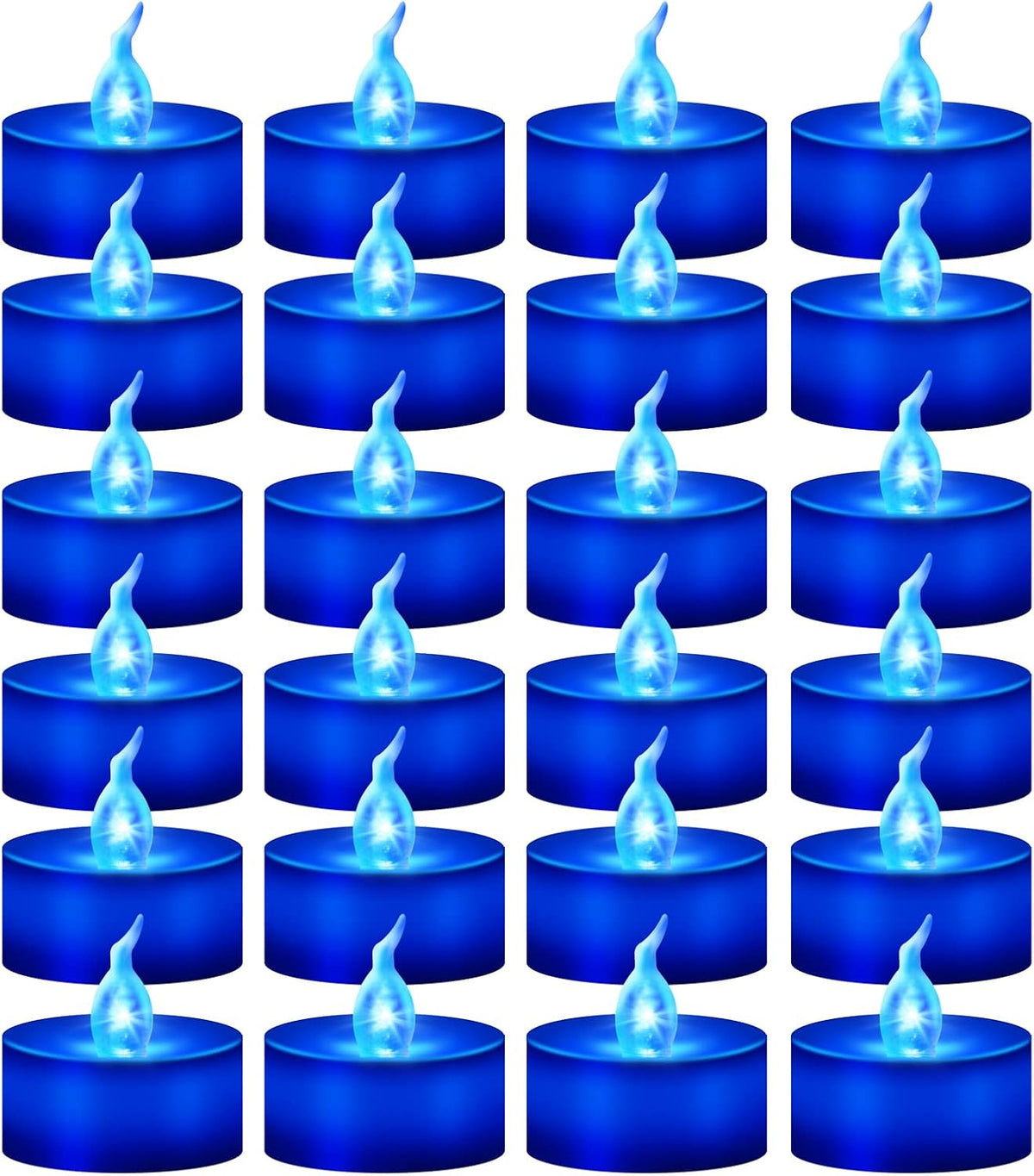 24 Pack Battery Operated Blue Flickering Flame LED Tea Lights