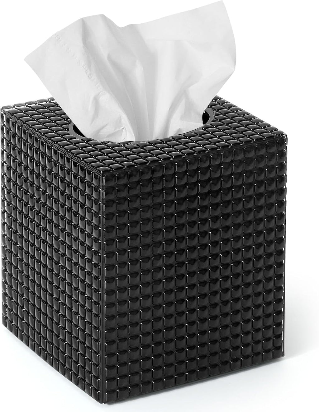 Tissue Box Cover, Square Acrylic Tissue Holder for Bathroom Vanity, Black