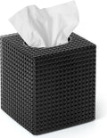 Tissue Box Cover, Square Acrylic Tissue Holder for Bathroom Vanity, Black