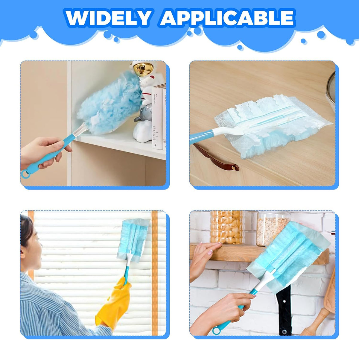3 Pack Replacement Duster Handles – Compatible with Swiffer Duster Refills, Detachable & Reusable Plastic Dusting Wands,Handle Only