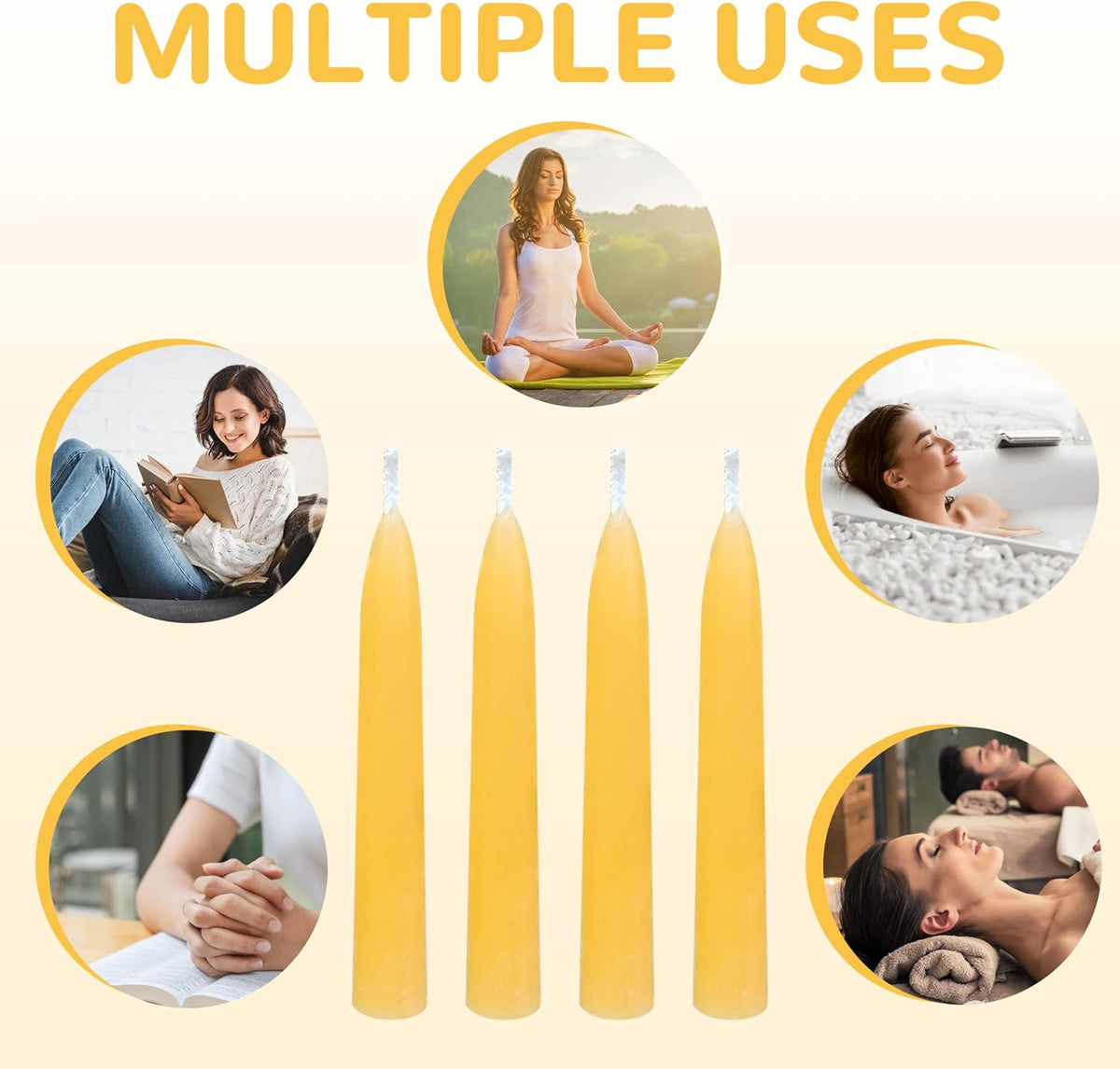 20 Min Beeswax Meditation Candles – 30 Pack, Includes Mini Candle Holder & 12 Wax Dots, Slow Burn, Natural Unscented, Yoga Prayer Mindfulness & Relaxation