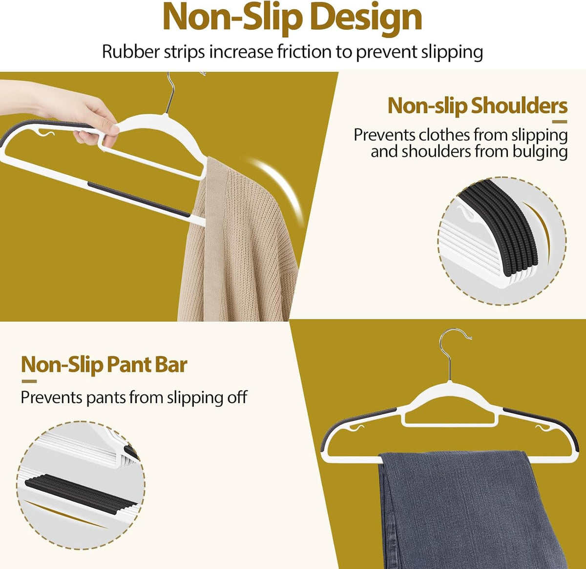 Plastic Hangers 30 Pack, 16.5" Non-Slip Clothes Hangers Heavy Duty