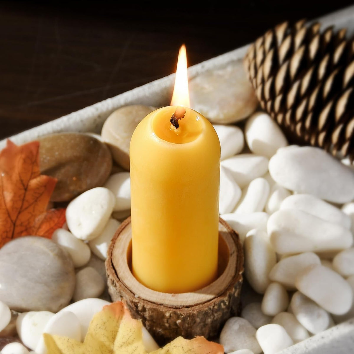 Natural Beeswax Emergency Pillar Candles, Pack of 15, Yellow, Long Lasting