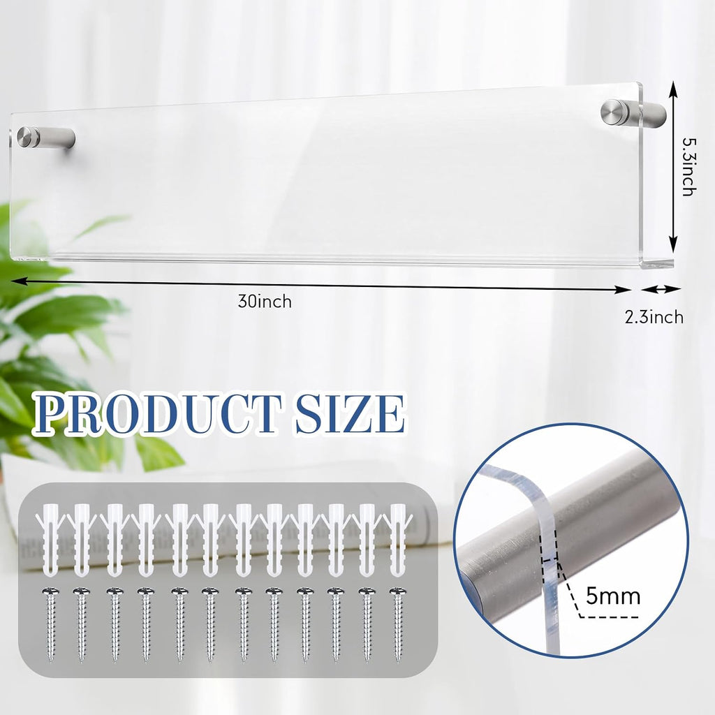 2 Pack Clear Acrylic Magazine Holder Wall, Brochure, 30 Inch