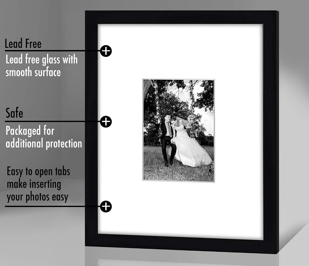 Americanflat 11x14 Picture Frame - Matted to 5x7 - Engineered Wood - Black