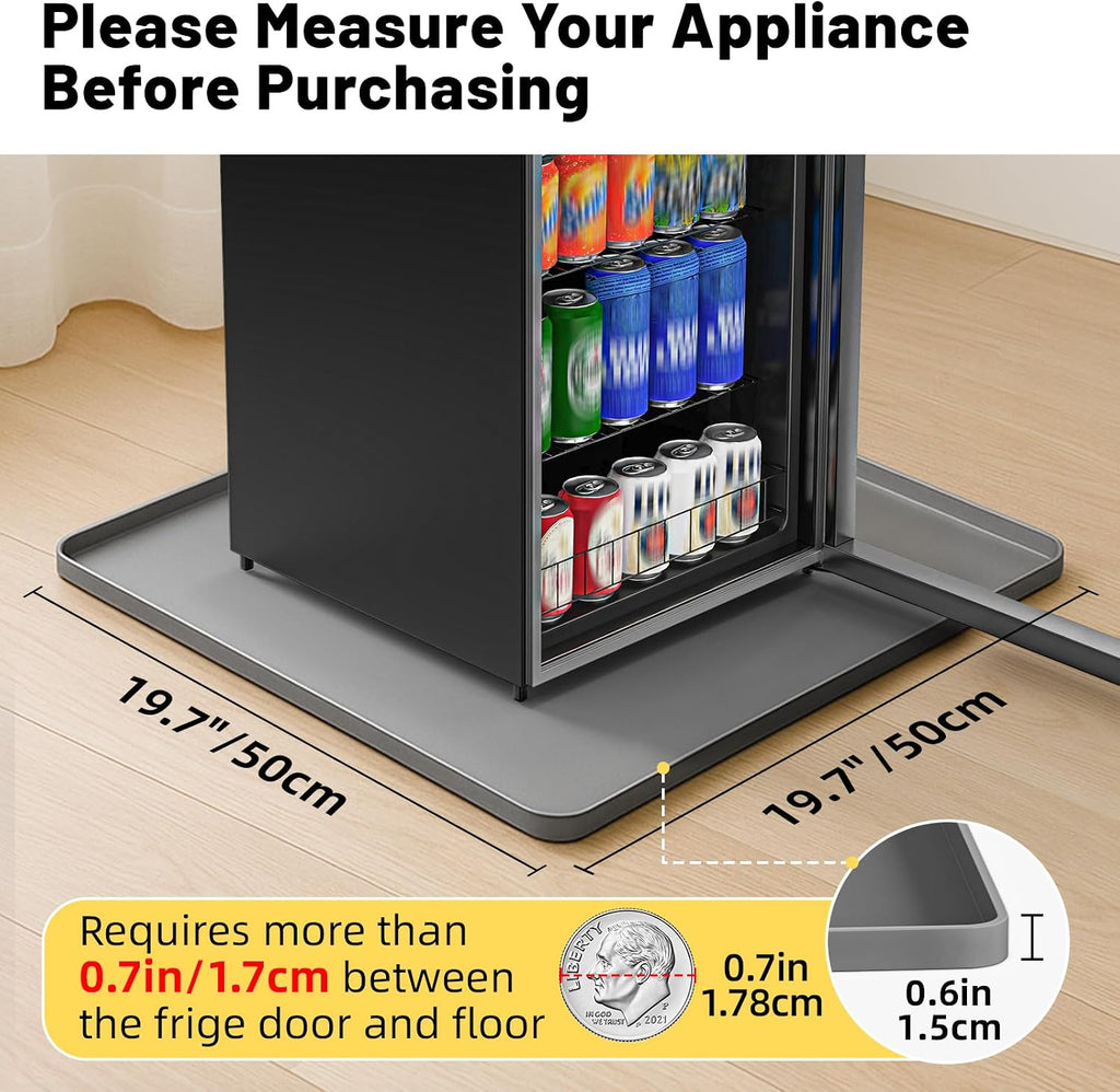 NAMTSO Mini Fridge Silicone Mat, 20"x20" Floor Protector Drip Tray, Grey