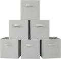 Stero Fabric Storage Bins 6 Pack Fun Colored Durable Storage Cubes with Handles Foldable Cube Baskets for Home, Kids Room, Closet and Toys Organization Gray