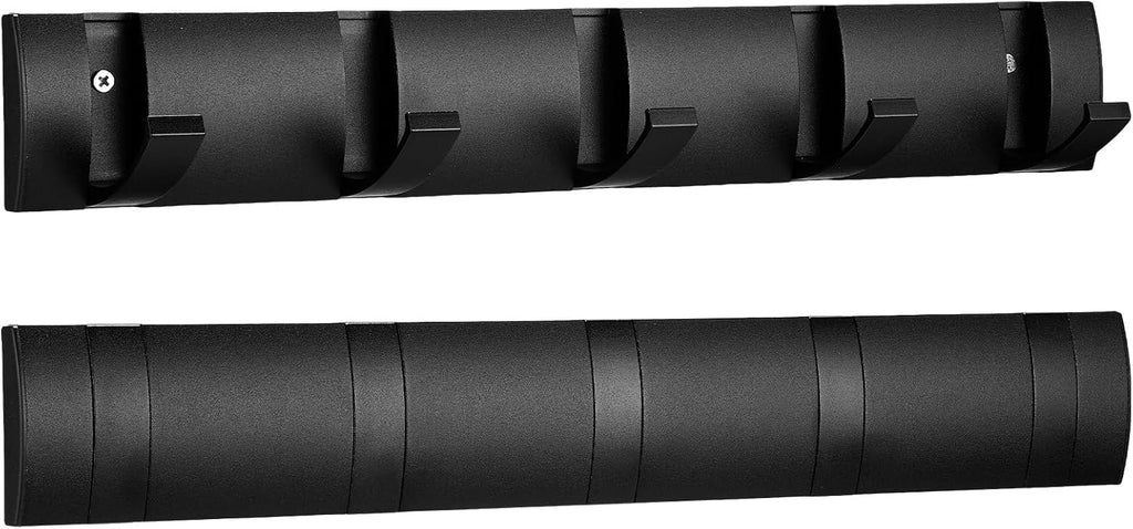 Wesiti 2 Pack Wall Mounted Coat Rack, 5 Foldable Hooks, Black