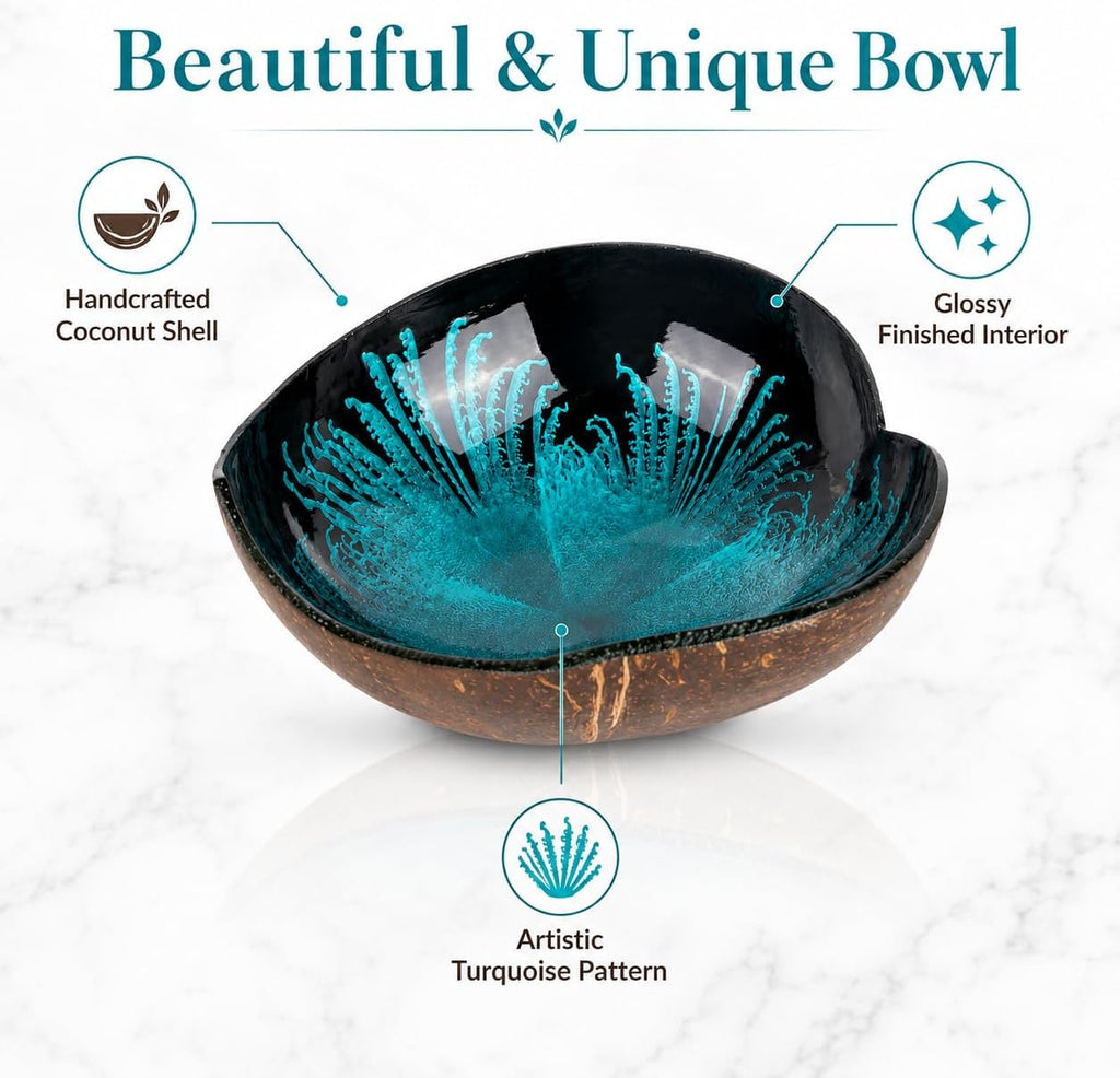 Coconut Acai Bowl Candy Dish - Heart Wooden Shell for Smoothie Yogurt Food