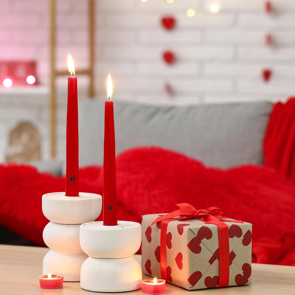 Colonial Candle Valentines Day Candle, Unscented Red Taper Candle, 10 inch, Pack of 2, Up to 8 Hour Burn - Made in The USA