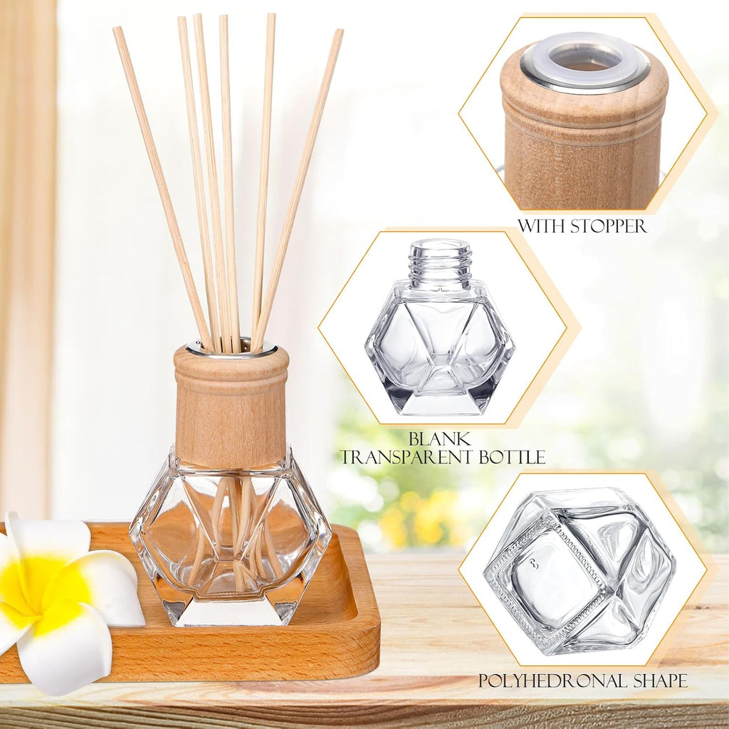 Roshtia 20 Set Reed Diffuser Bottles Empty 50ml Glass, Wooden Caps, Sticks