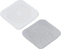 Drain Hair Catcher Square Silicone Trap Shower Drain Cover with Suction Cups for Bathroom Bathtub Kitchen Filter Flat Strainer, 2 Pack