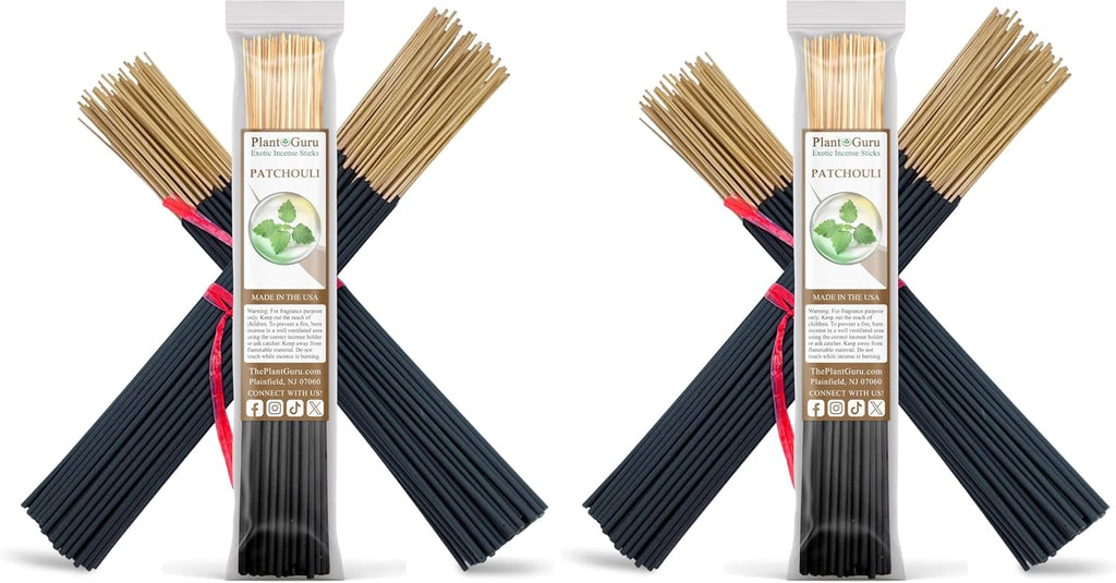 Patchouli Incense Sticks 11" - 1 Bundle 85 to 100 Sticks - Smooth and Clean Long Burn Time, 45 to 60 Minutes. (Pack of 2)
