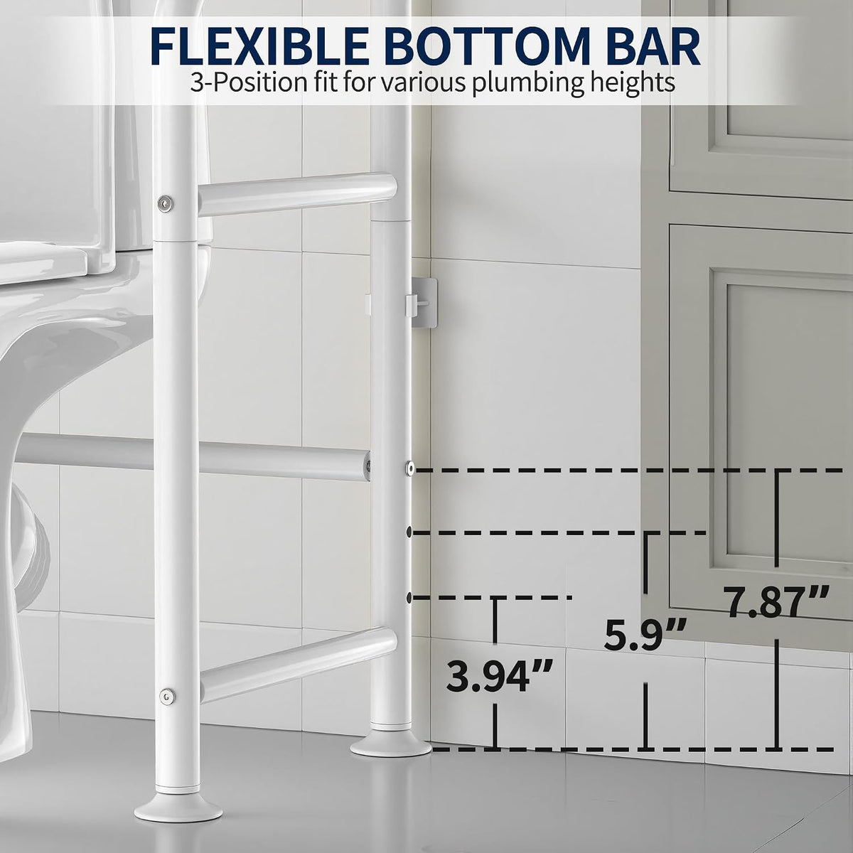 GloTika 3-Tier Over Toilet Storage Rack, Anti-Wobble, White