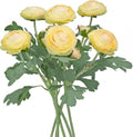 Yellow Ranunculus Artificial Flowerswith Real Touch Stem, Fake Ranunculus Flowers (Creamy Yellow, 6pcs)