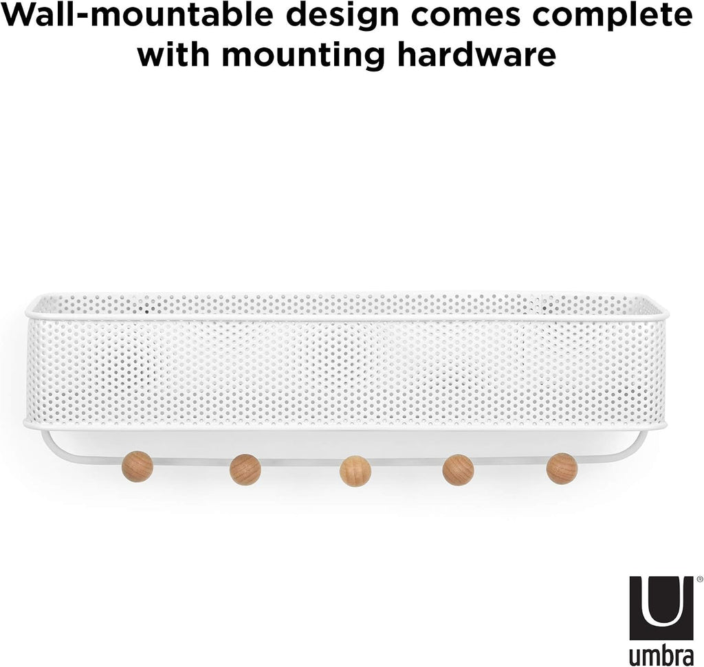 Umbra Estique Entryway Organizer, Wall Mount Key Holder, White/Natural