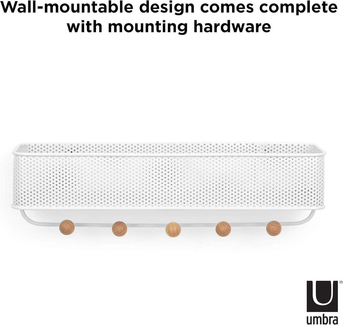Umbra Estique Entryway Organizer, Wall Mount Key Holder, White/Natural