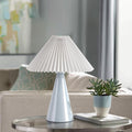 Ziqqeelam Light Blue Small Table Lamp, Cute Table Lamp, Pleated Table Lamp,Light Blue Bedroom Lamps for Nightstand, Small Scalloped Lamp Shade Table Lamps for Small Spaces for Bedroom,Living Room