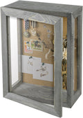 MyGift 11x15 Deep Shadow Box Frame, Display Case Wall Mount for Picture, Heirloom, Home Office Décor, Wedding & Military Memorabilia Display, Solid Wood, Clear Acrylic, Magnetic Lock, Grey
