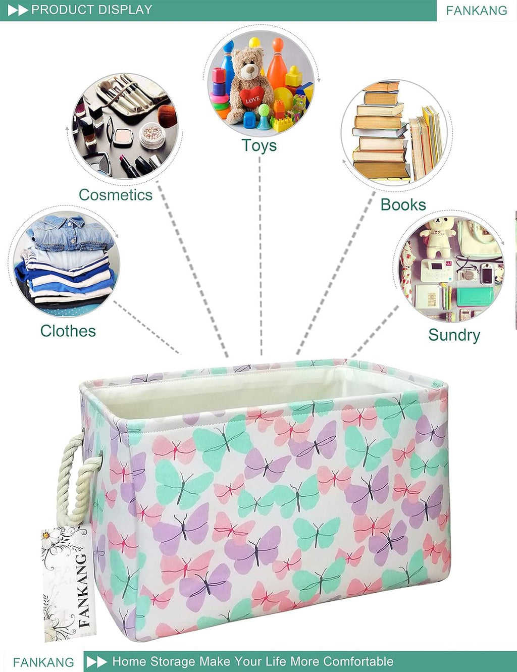 Rectangular Butterfly Laundry Basket