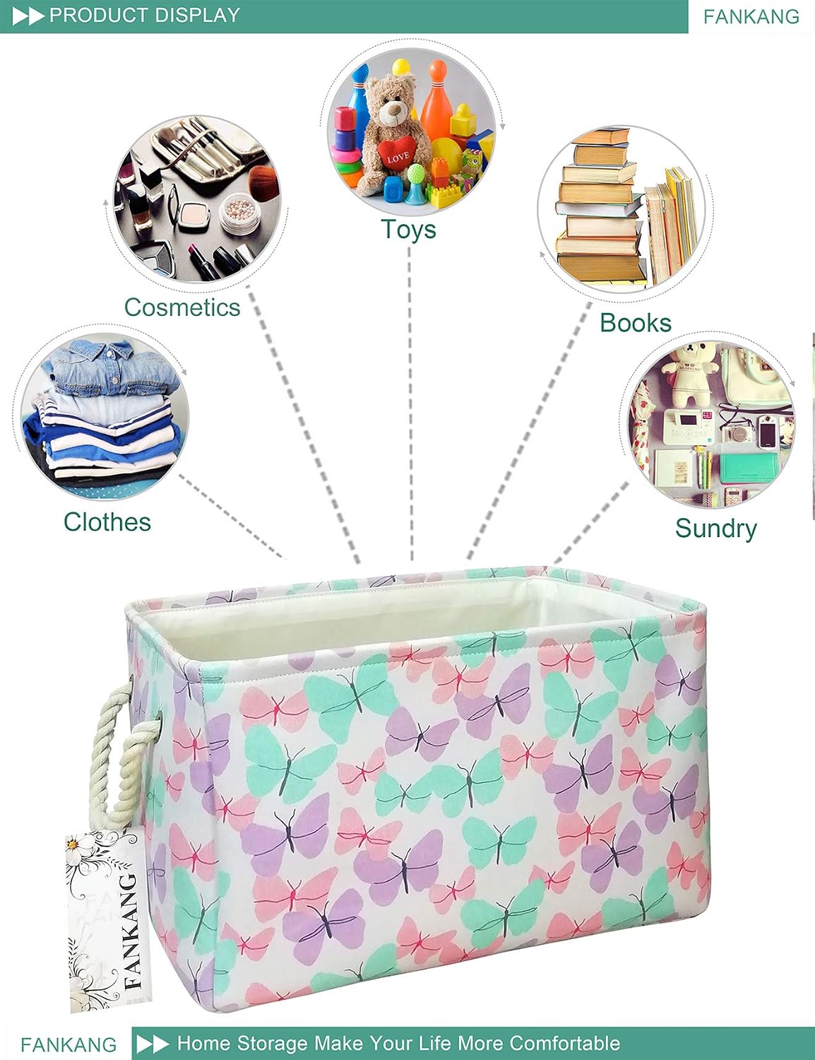 Rectangular Butterfly Laundry Basket