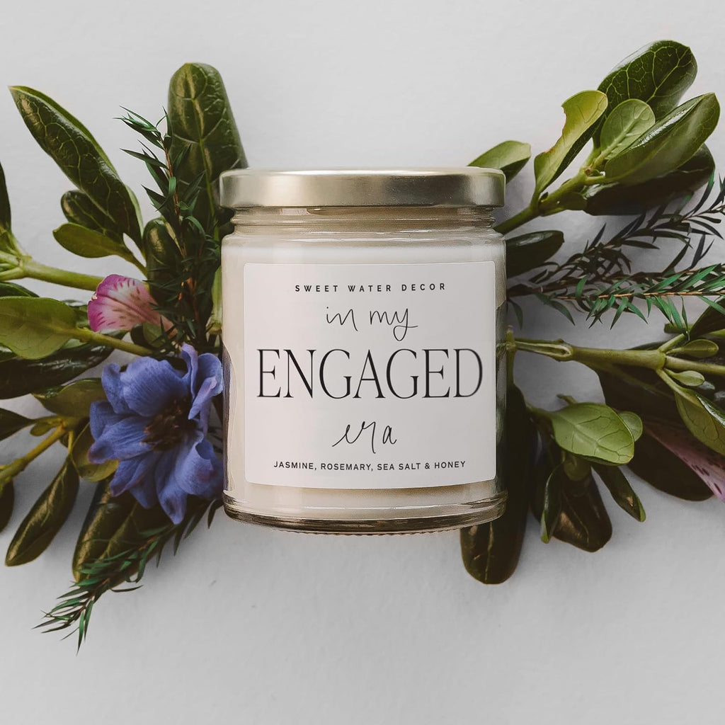 Sweet Water Decor in My Engaged Era Candle - Engagement and Bridal Shower Gifts for Woman - 9 oz Soy Candle in Clear Jar with 40+ Hours Burn Time, Made in the USA