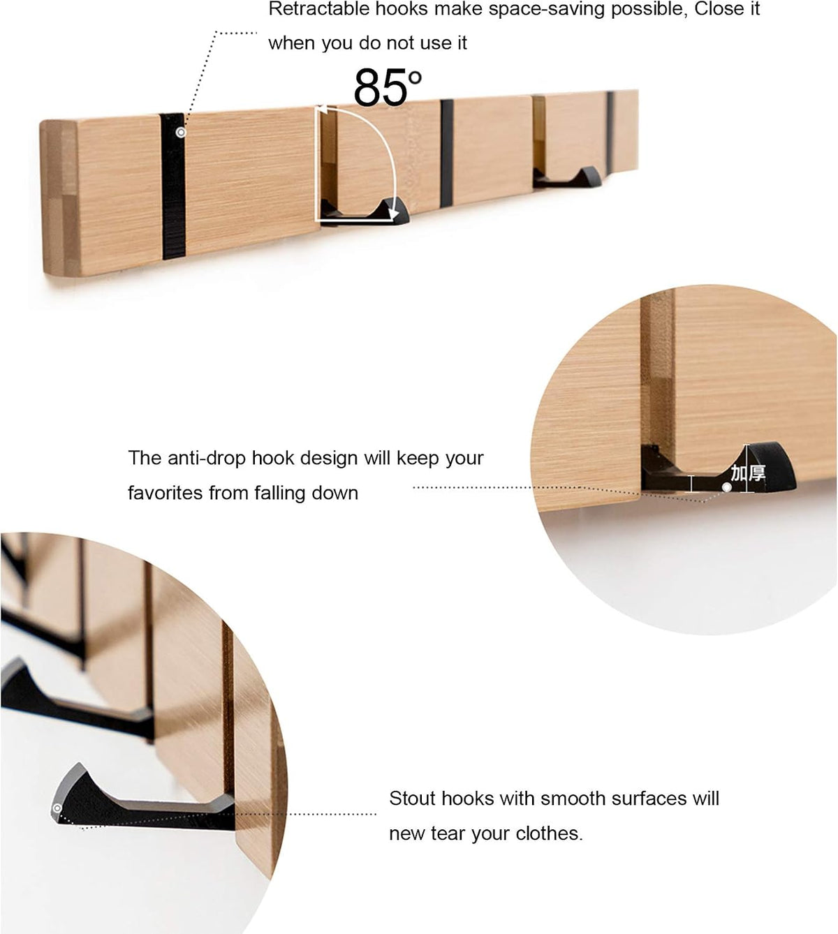 KYSMOTIC Modern Wood Coat Rack, (White, 2 Pack)