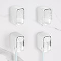 4 Pack Toothbrush Holders for Bathrooms Shower, Wall Mount Toothbrush Organizer with Cover, Self Adhesive Electric Toothbrush Storage, Quick Dry Toothbrush Hanger (Clear)