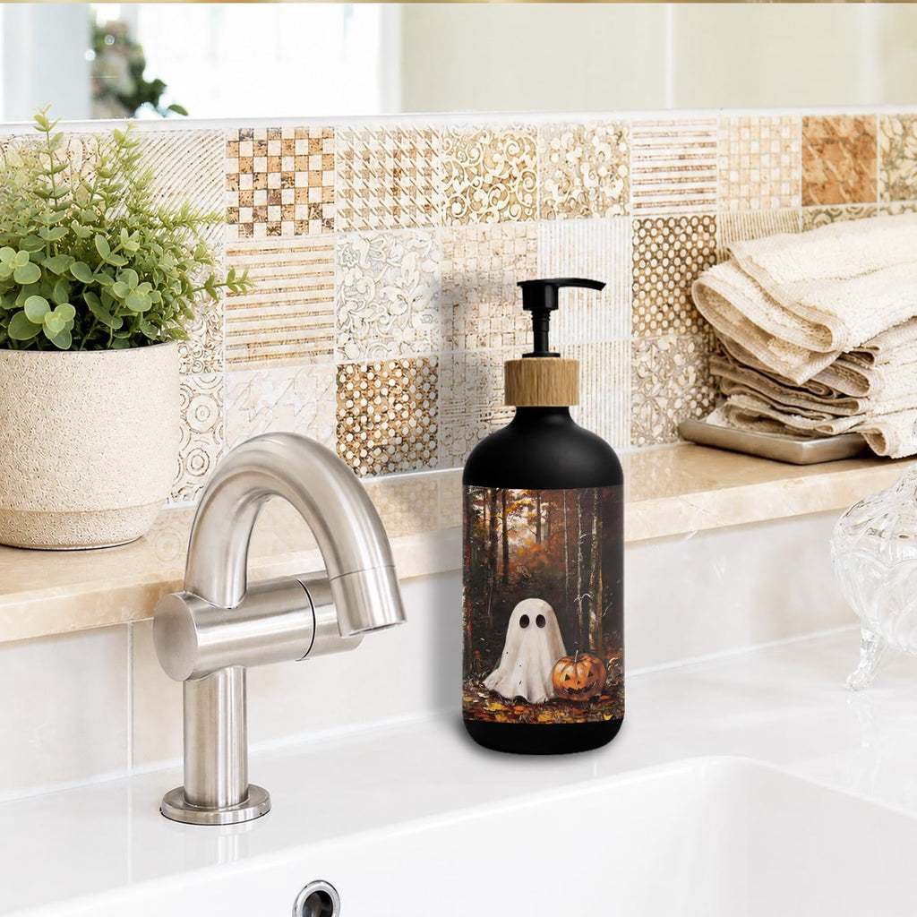 Forest Ghost Halloween Glass Soap Dispenser with Pump