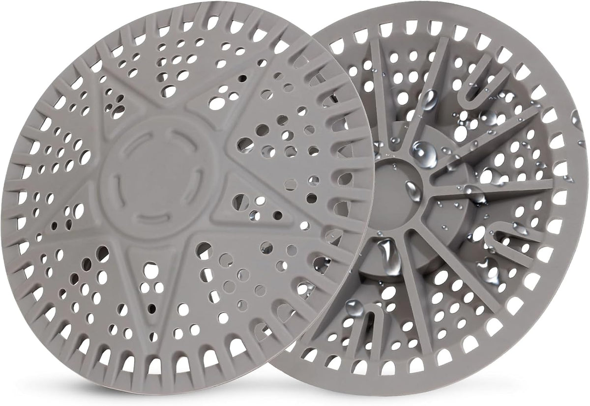 ZOOY Shower Drain Hair Catcher, 2 Pack 5.5 Inch Large Silicone Drain Cover, Rubber Hair Drain Catcher, Anti-Clog Hair Trap Strainer Protector for Shower, Bathroom, Bathtub, Tub Sink(New Gery)