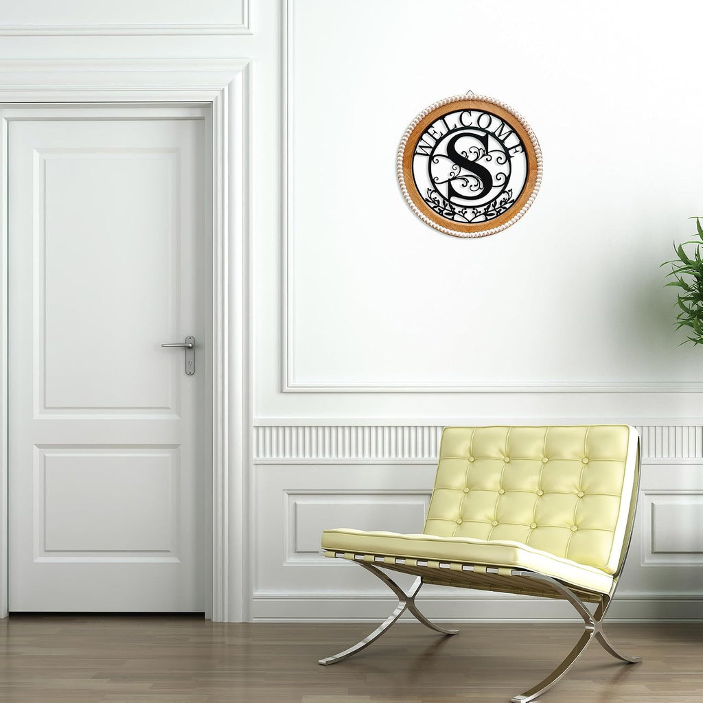 Metal&Wood Letter S Monogram Wall Art Welcome Sign Initial, Home Decor