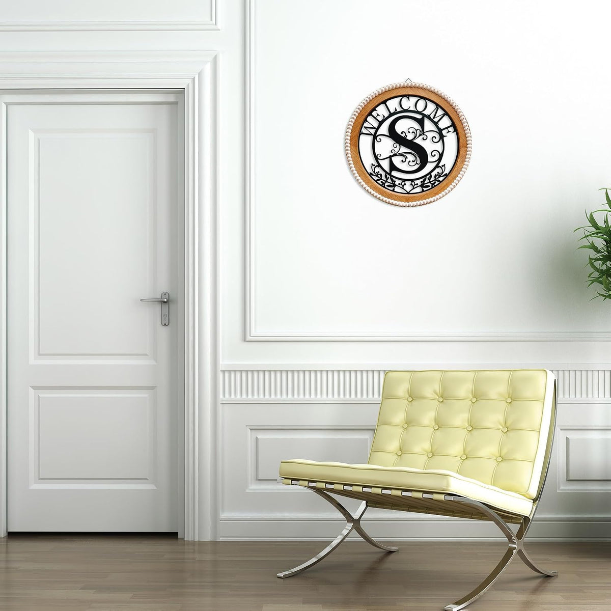 Metal&Wood Letter S Monogram Wall Art Welcome Sign Initial, Home Decor