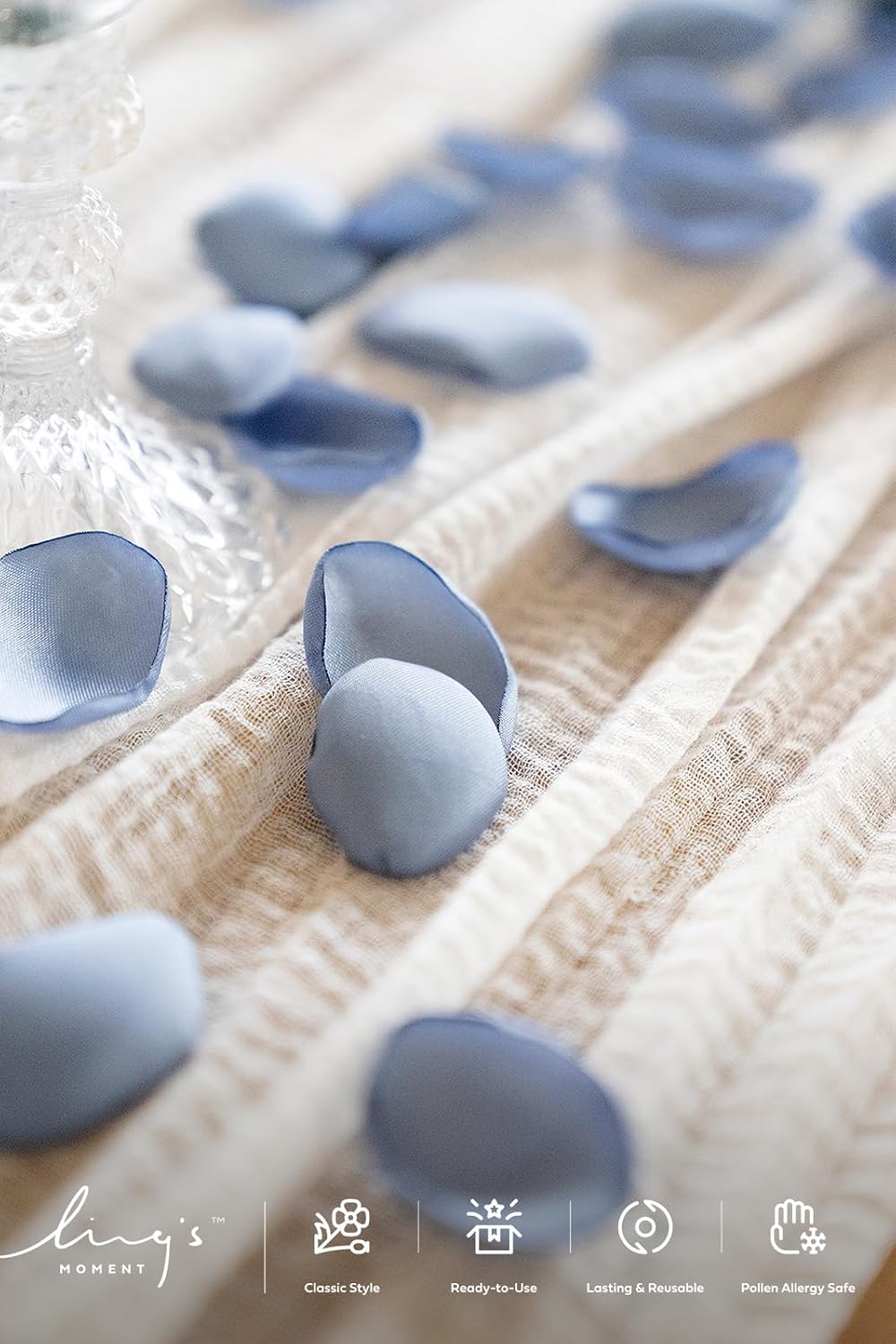 Ling's moment Silk Rose Petals, Dusty Blue Baby Blue, 200pcs