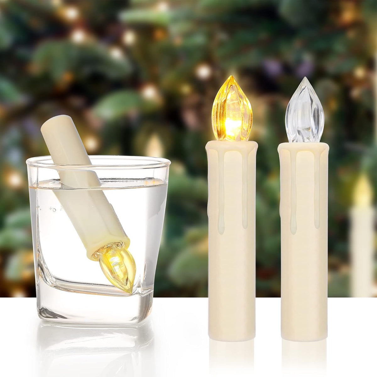 FPOO 24PCS Flameless Christmas Tree Candles with Remote Timer, Ivory