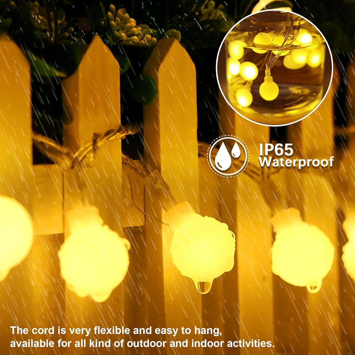 120LED Fairy Lights Plug in, 39ft Warm White Globe String Lights Indoor