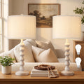 Lovlast 27" Farmhouse Modern Off White Table Lamps for Living Room Bedroom