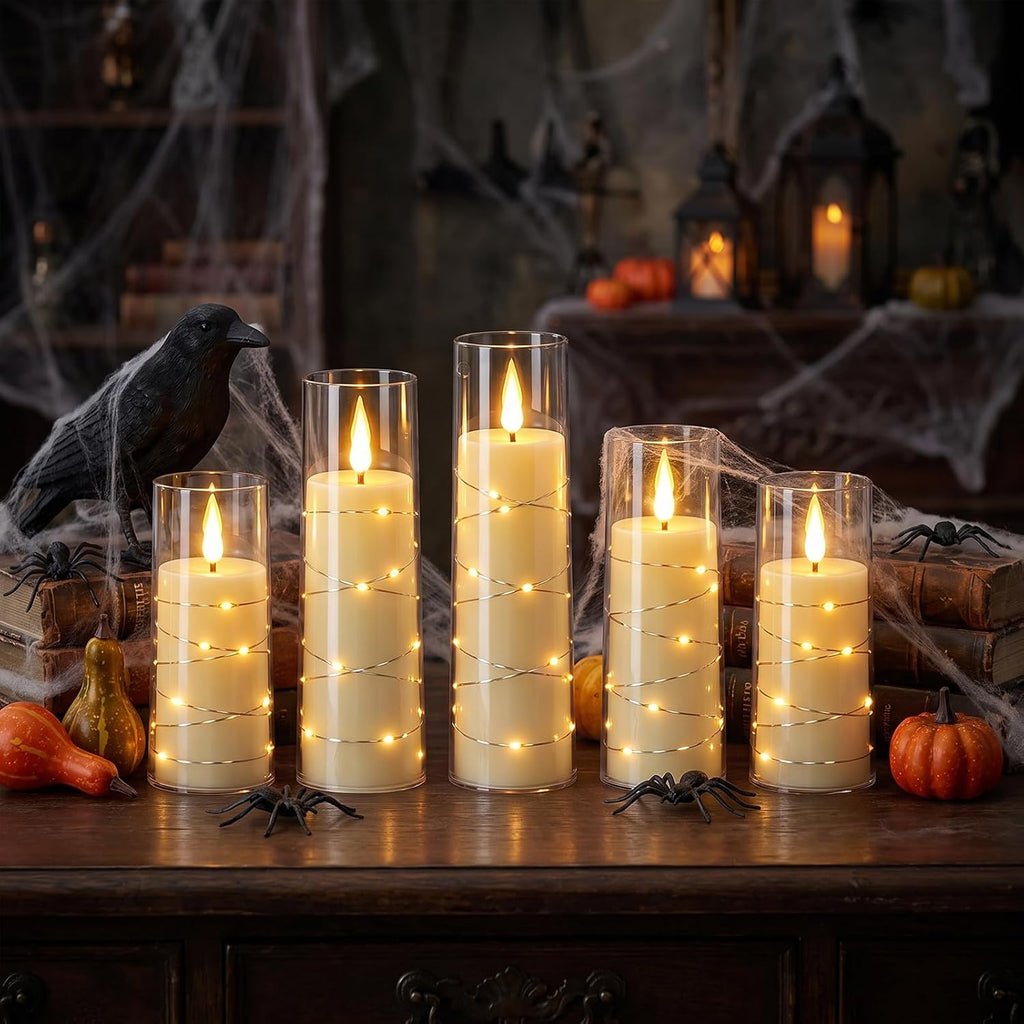 Rechargeable Flameless Candles String Light Battery Operated 2 Remote Clear