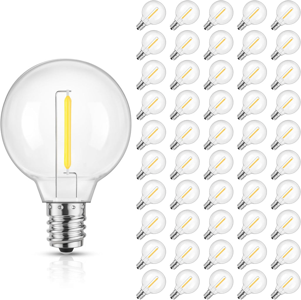 Mlambert 50 Pack G40 LED Replacement String Light Bulbs, E12 Base, 1W,4000K